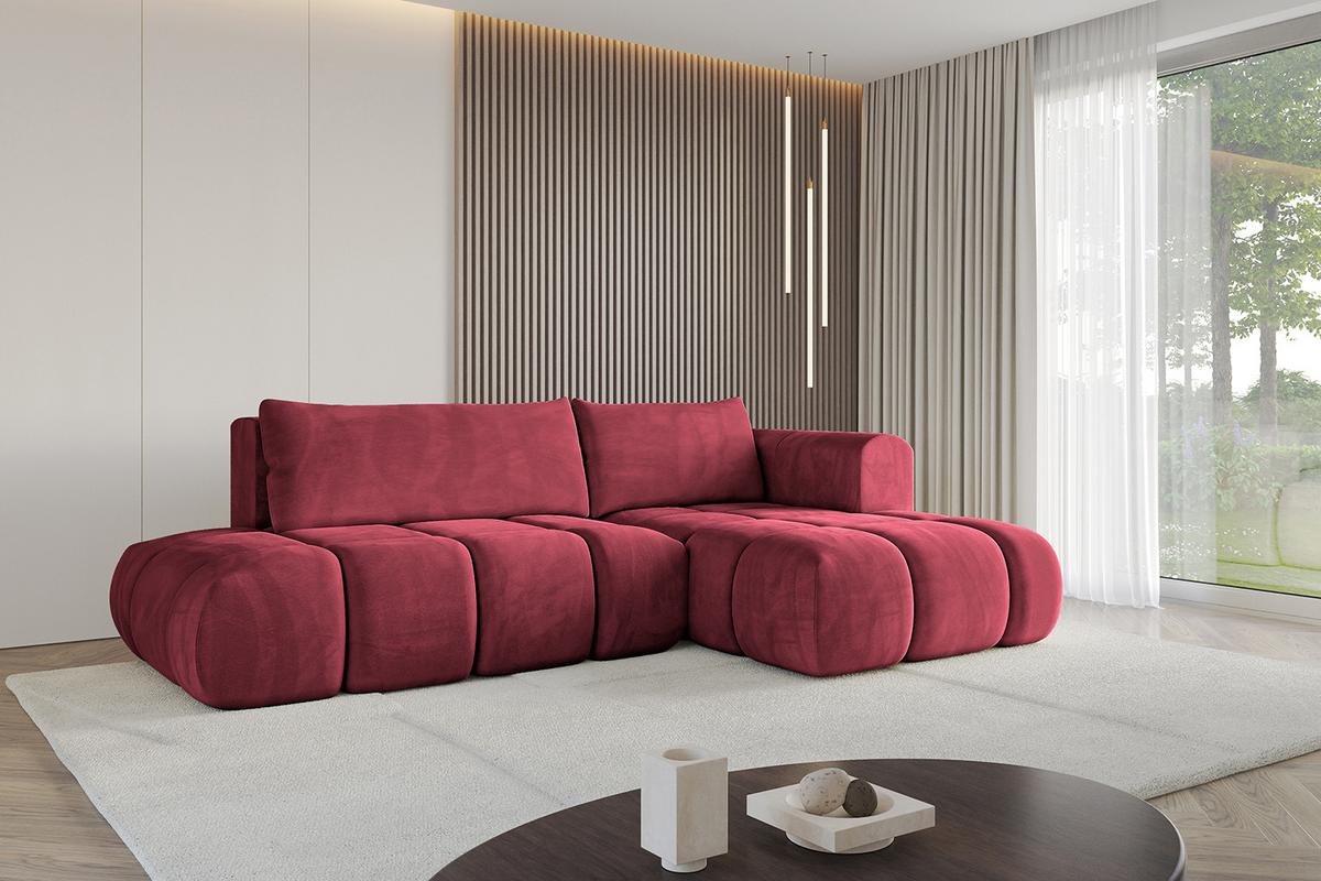 ECKSOFA Ottomane Rechts CLOUD-L 280x185x90 Bordeaux Velours - Bordeaux, Holzwerkstoff/Kunststoff (185/280cm) - ALTDECOR