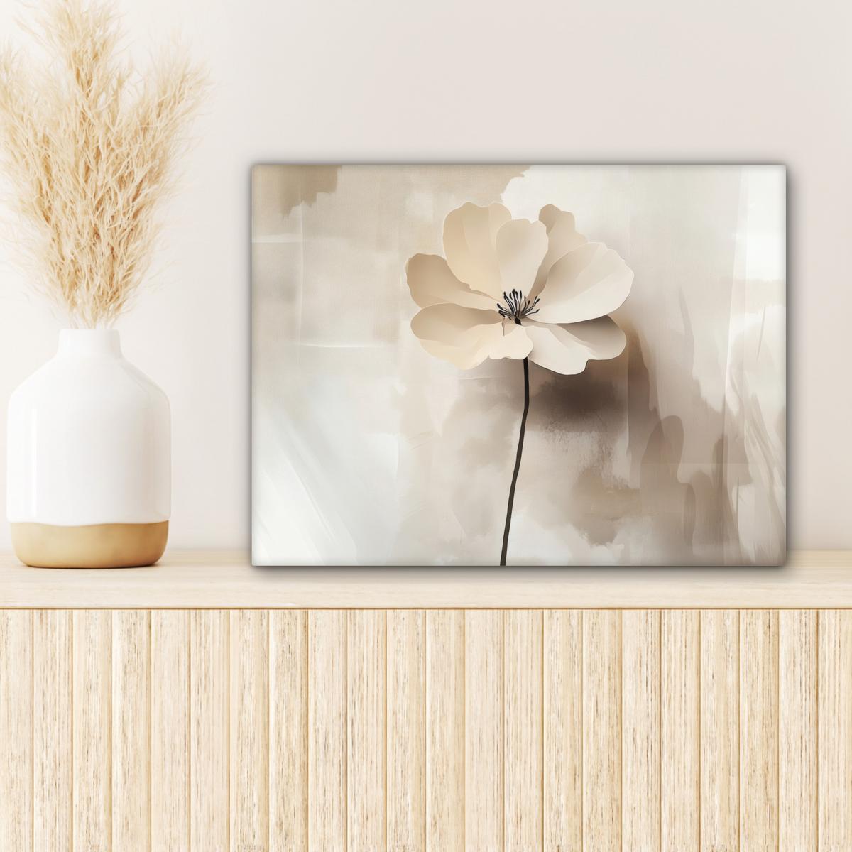 LEINWANDBILD Blume - Beige - Farbe - Schatten Wandbild 40x30 cm - Creme, Textil (40/30cm) - MuchoWow