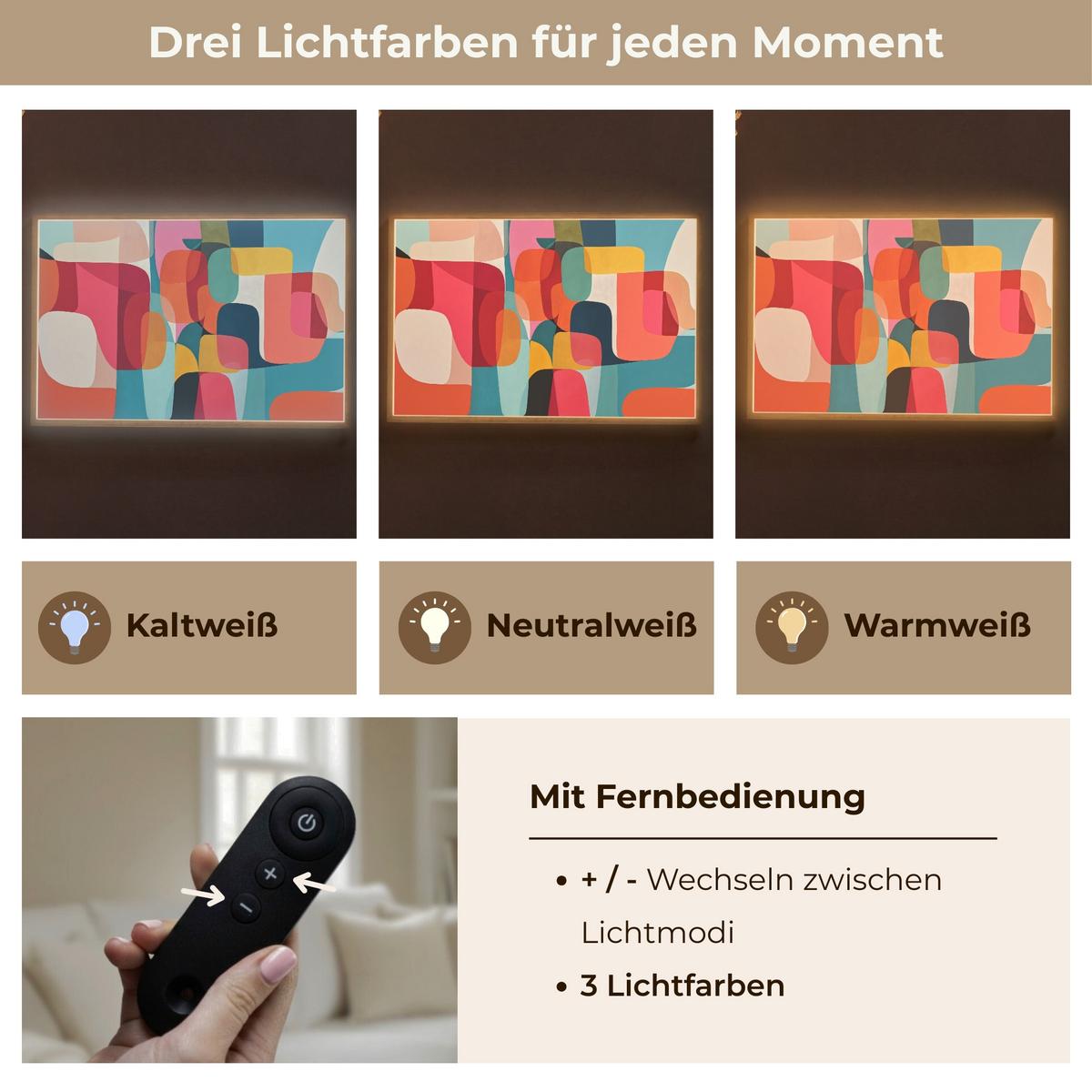 WANDLEUCHTE MIT AKKU Formen - Bunt - Abstrakt - Flugzeuge 90x60 cm - Multicolor, Holzwerkstoff (90/60/8cm) - OnlyWow