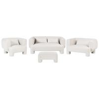 SOFA-SET 6-Sitzer Stoff Weiß mit Ottomane Hogbo - Weiß, Textil (180/73/93cm) - Beliani