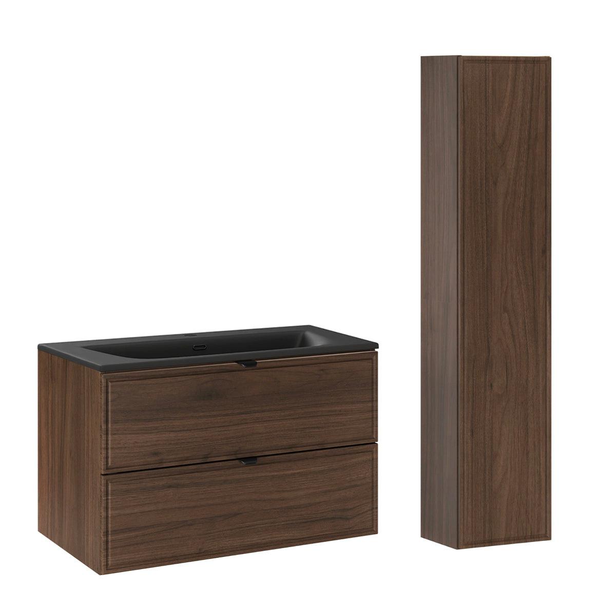 BADMÖBEL 81cm Elias 2er-Set Dunkles Holz - Braun, Holzwerkstoff (81/50/46cm) - Petits-meubles