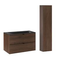 BADMÖBEL 81cm Elias 2er-Set Dunkles Holz - Braun, Holzwerkstoff (81/50/46cm) - Petits-meubles