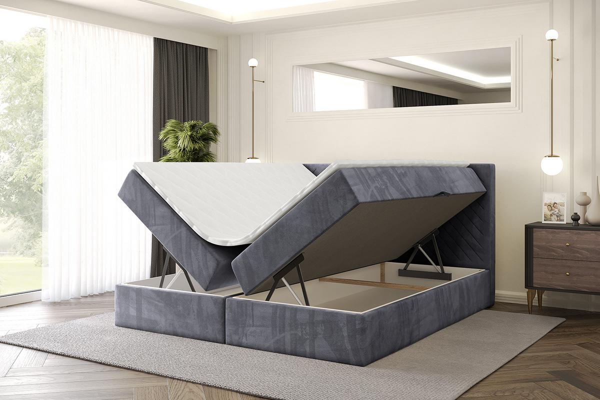 BOXBETT mit Matratze H3 und Lattenrost - VEXA - 180x200 - Dunkelgrau Casablanca - Dunkelgrau, Holzwerkstoff/Kunststoff (180/200cm) - ALTDECOR