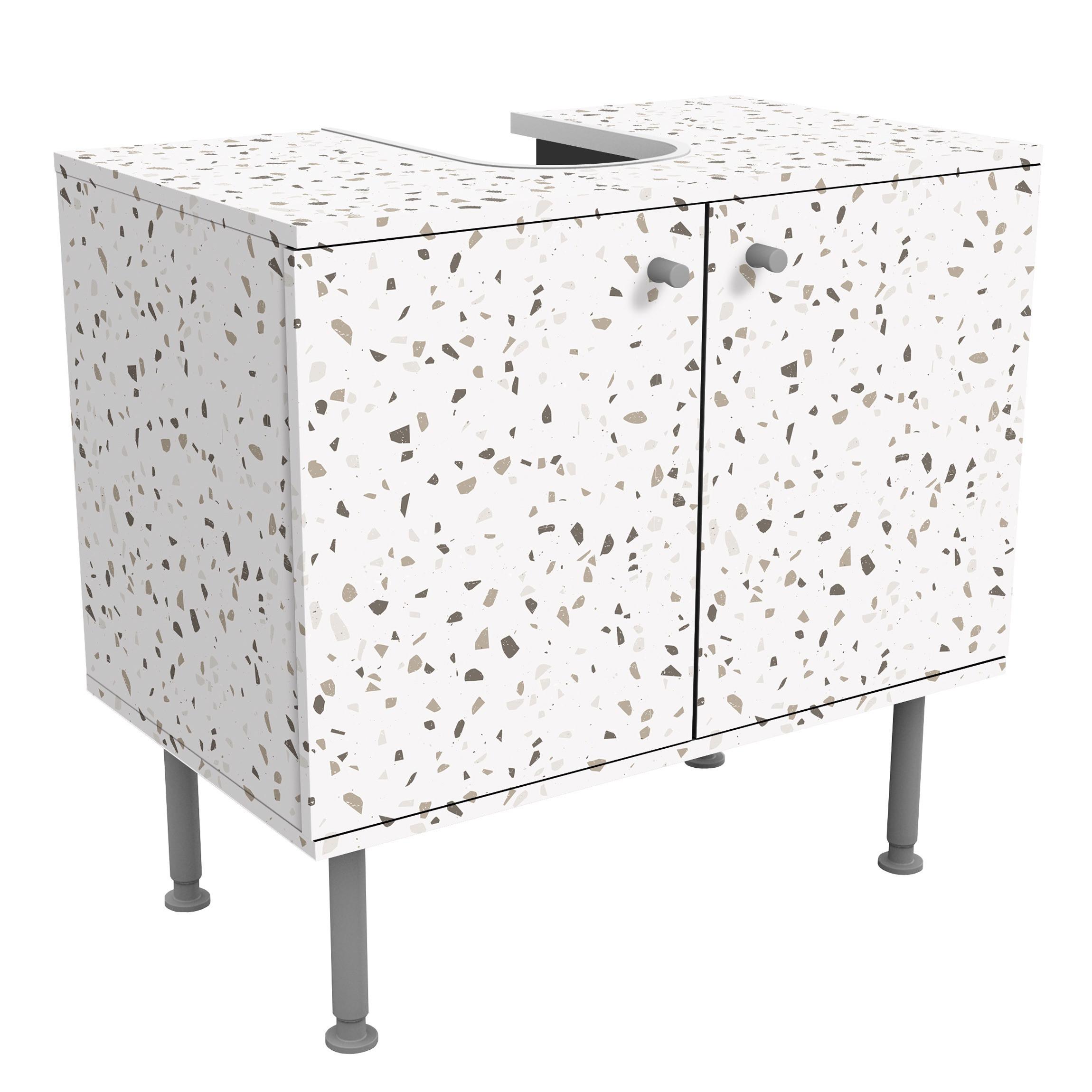 WASCHBECKENUNTERSCHRANK Detailliertes Terrazzo Muster Pompeji 60/55/35 cm - Grau, Holzwerkstoff (60/55/35cm) - Bilderwelten