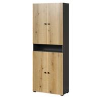 HOCHSCHRANK Evoke Eiche, grau 70 x 186 cm, Badschrank mit viel Stauraum - Eichefarben/Anthrazit, Holzwerkstoff/Metall (70/186/31cm) - Top.Furn