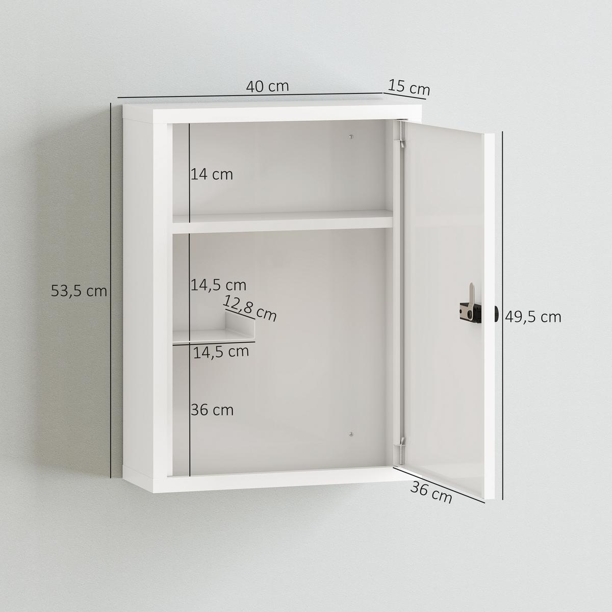 MEDIZINSCHRANK Kaltgewalzter Stahl Weiß - Weiß, Metall (15/53.5/40cm) - HOMCOM