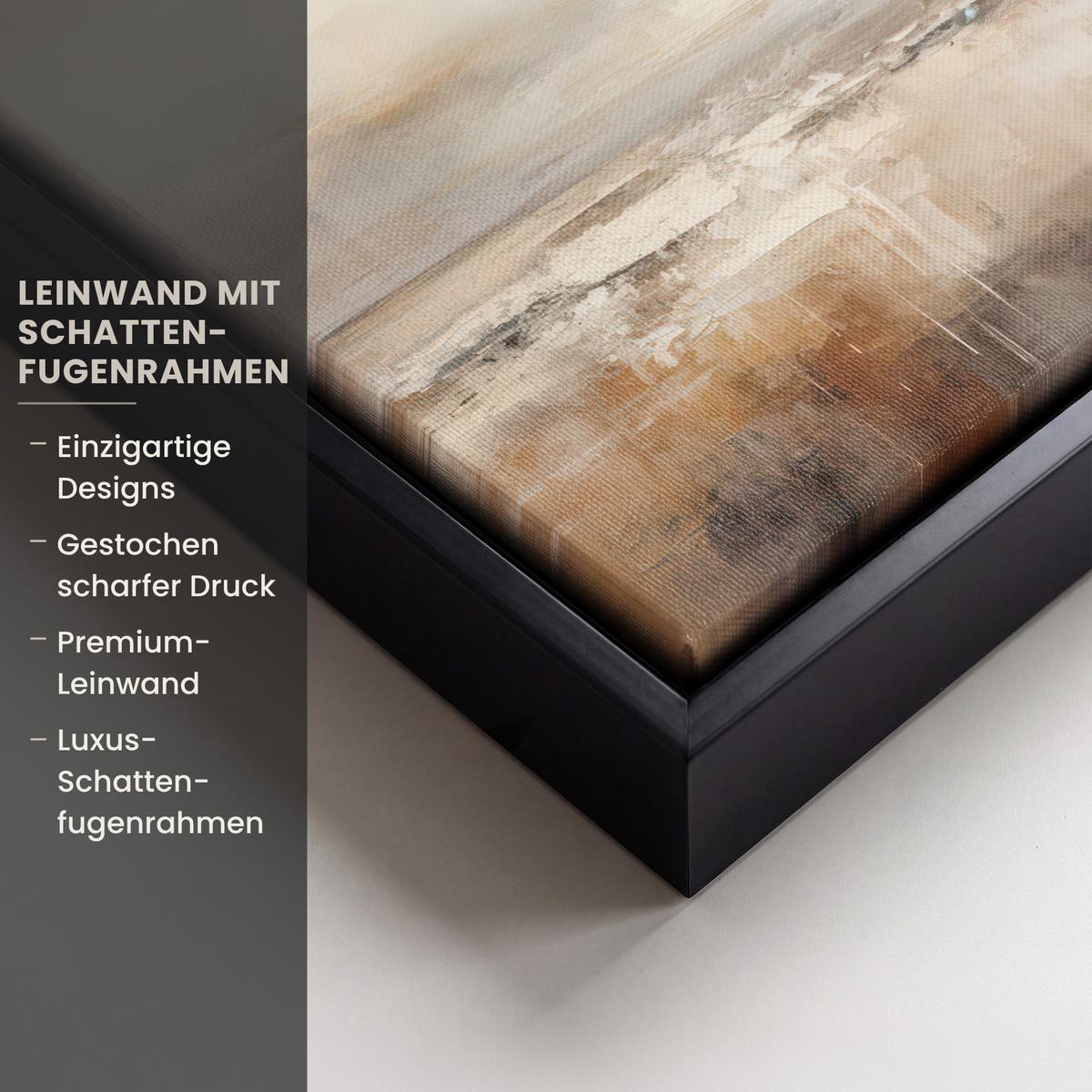 LEINWAND Bilder mit Rahmen - Kunst - Industriell - Grau - Braun - Abstrakt - 20x20 - Sandfarben, Textil (20/20cm) - MuchoWow