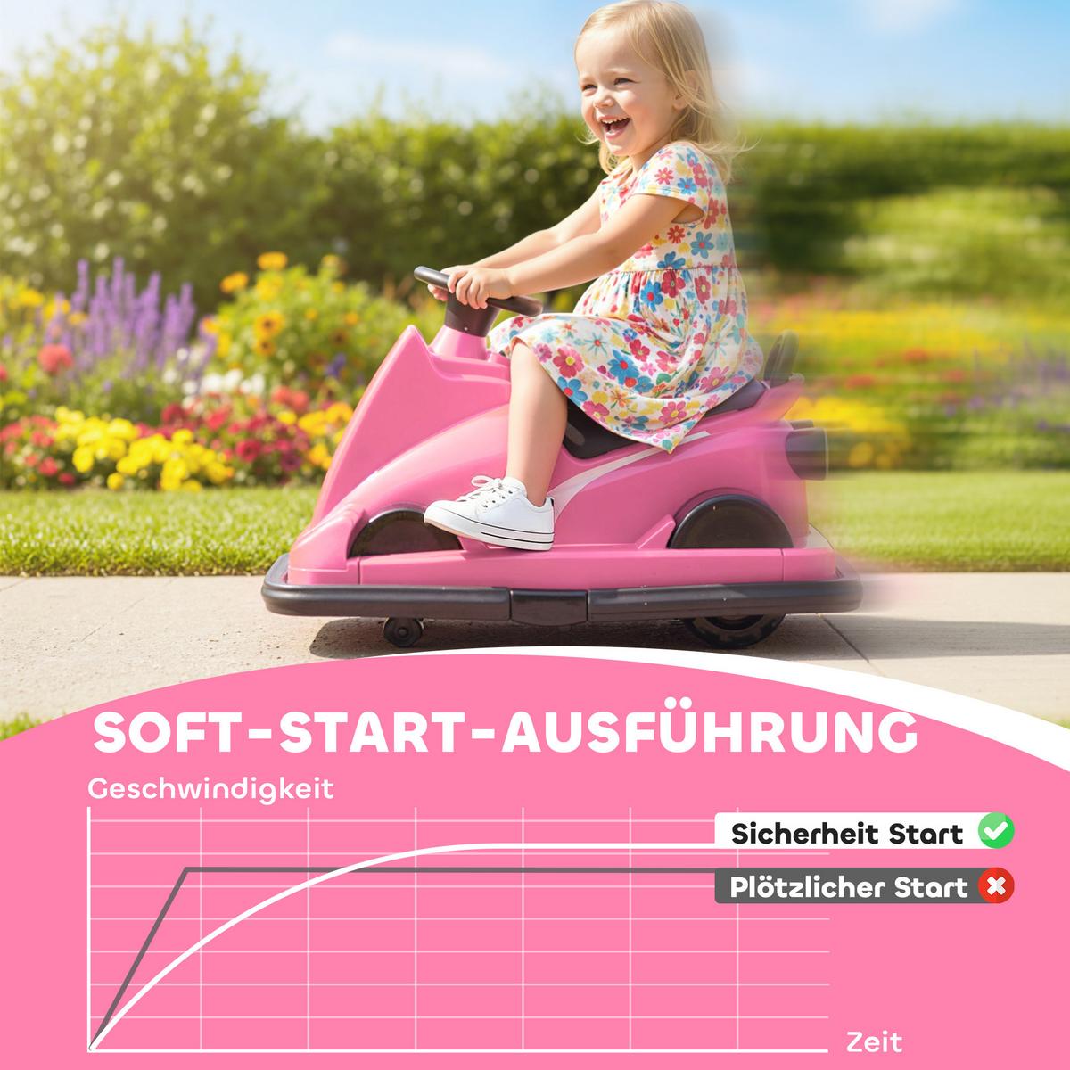 AUTOSCOOTER Metall Kunststoff Rosa - Dunkelrosa, Metall (74/53/48cm) - AIYAPLAY