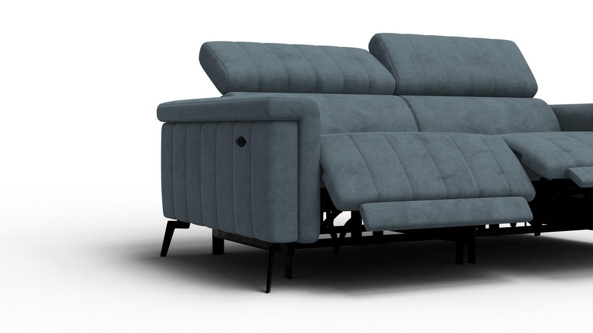RELAXSOFA NORDEL 3-Sitzer, blaugrau - Blaugrau/Schwarz, Holz/Textil (194/80/105cm) - Wozimo