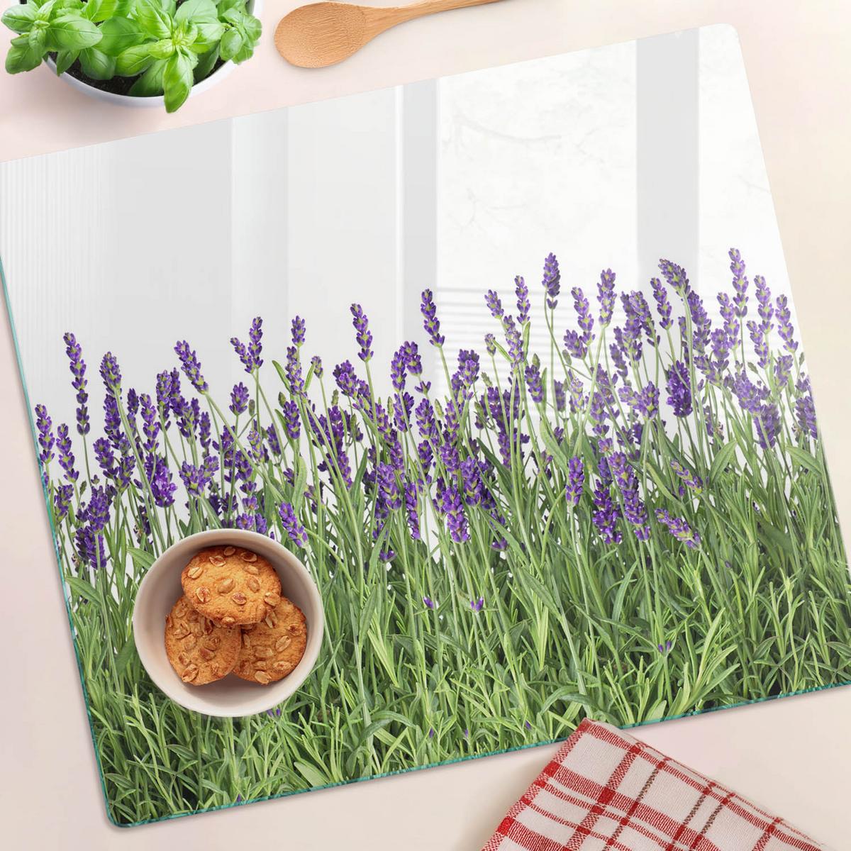 GLASPLATTE 60x52 cm Lavendelblüten - Lila, Glas (60/0.4/52cm) - TULUP
