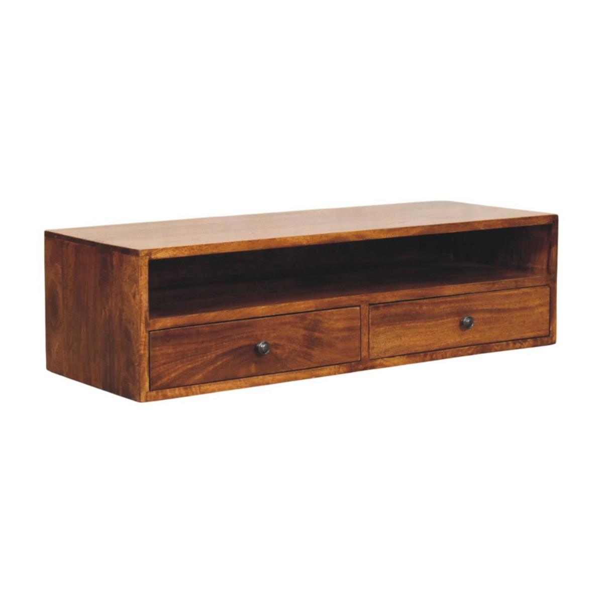 MEDIENEINHEIT mit Kastanien-Finish, 2 Schubladen, 1 offene Ablage, Braun - Braun, Holz (88/24/32cm) - Artisan Furniture
