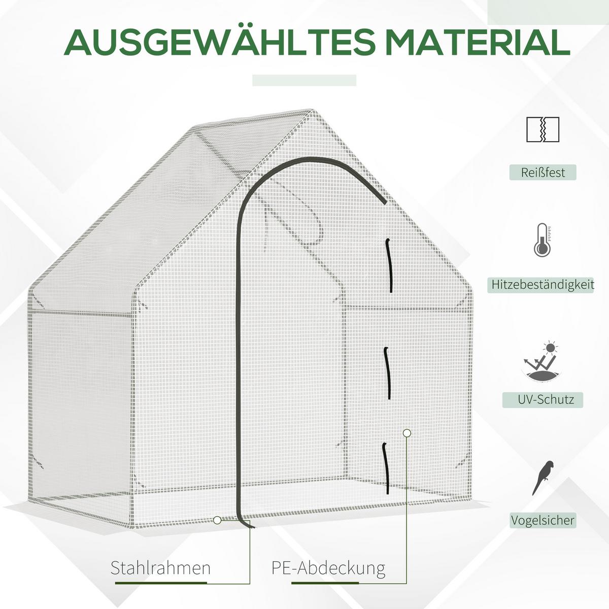 GEWÄCHSHAUS, 180L x 100B x 168H cm - Weiß, Metall (100/168/180cm) - Outsunny