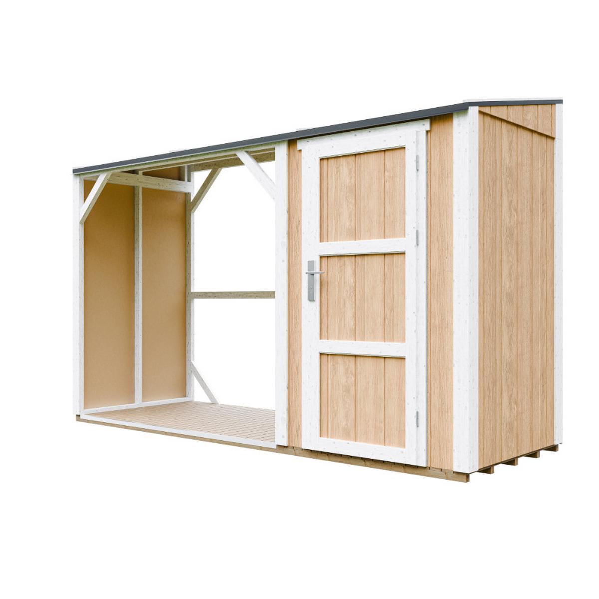 BRENNHOLZLAGER mit geschlossenem Stauraum 4,14 m² M985-HARVEST HONEY - Gelb, Holz (120/220/345cm) - Timbela