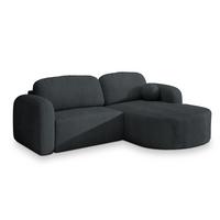 ECKSOFA AMILIA P R-S Graphitfarben Kordstoff mit Schlaffunktion - Graphitfarben, Holz (263/174cm) - MASSENO