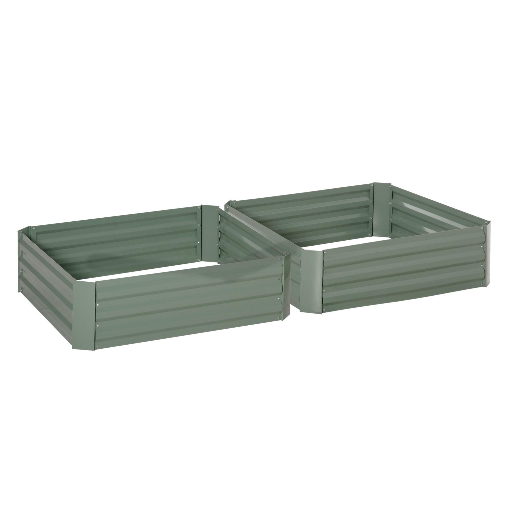 PFLANZENBEET-SET, Pflanzkübel, Blumenkübel für Garten, Terrasse, Verzinkter Stahl, Grün, 100 x 100 x 30 cm - Grün, Metall (100/30/100cm) - Outsunny