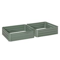 PFLANZENBEET-SET, Pflanzkübel, Blumenkübel für Garten, Terrasse, Verzinkter Stahl, Grün, 100 x 100 x 30 cm - Grün, Metall (100/30/100cm) - Outsunny
