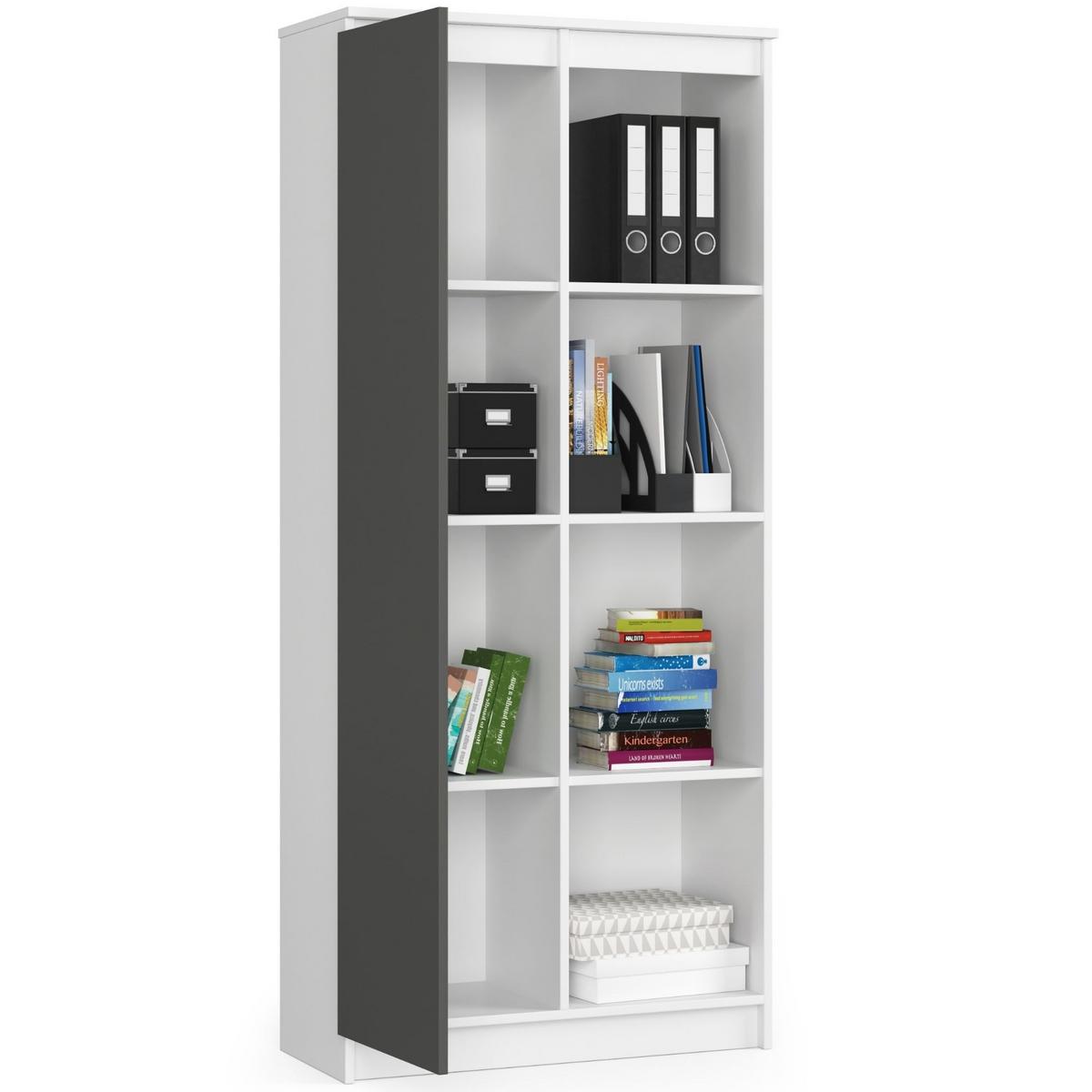 STANDREGAL Weiß, Graphit Grau 180/80/35 - Weiß, Holzwerkstoff (80/180/35cm) - RAUMHIRSCH FURNITURE