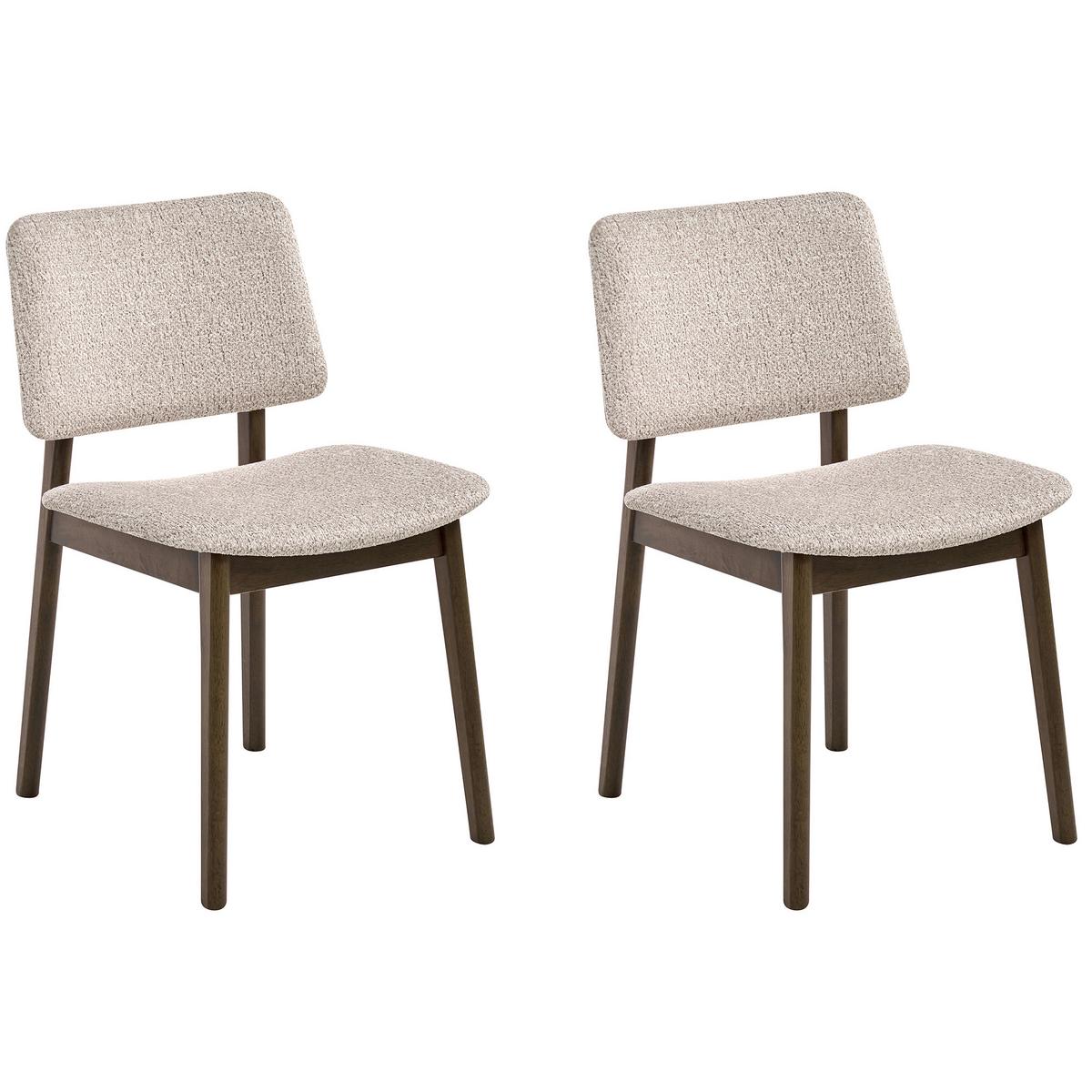 ESSZIMMERSTUHL 2er-Set Bouclé Dunkelbraun/Taupe Blane - Taupe, Holz (48/79/52cm) - Beliani