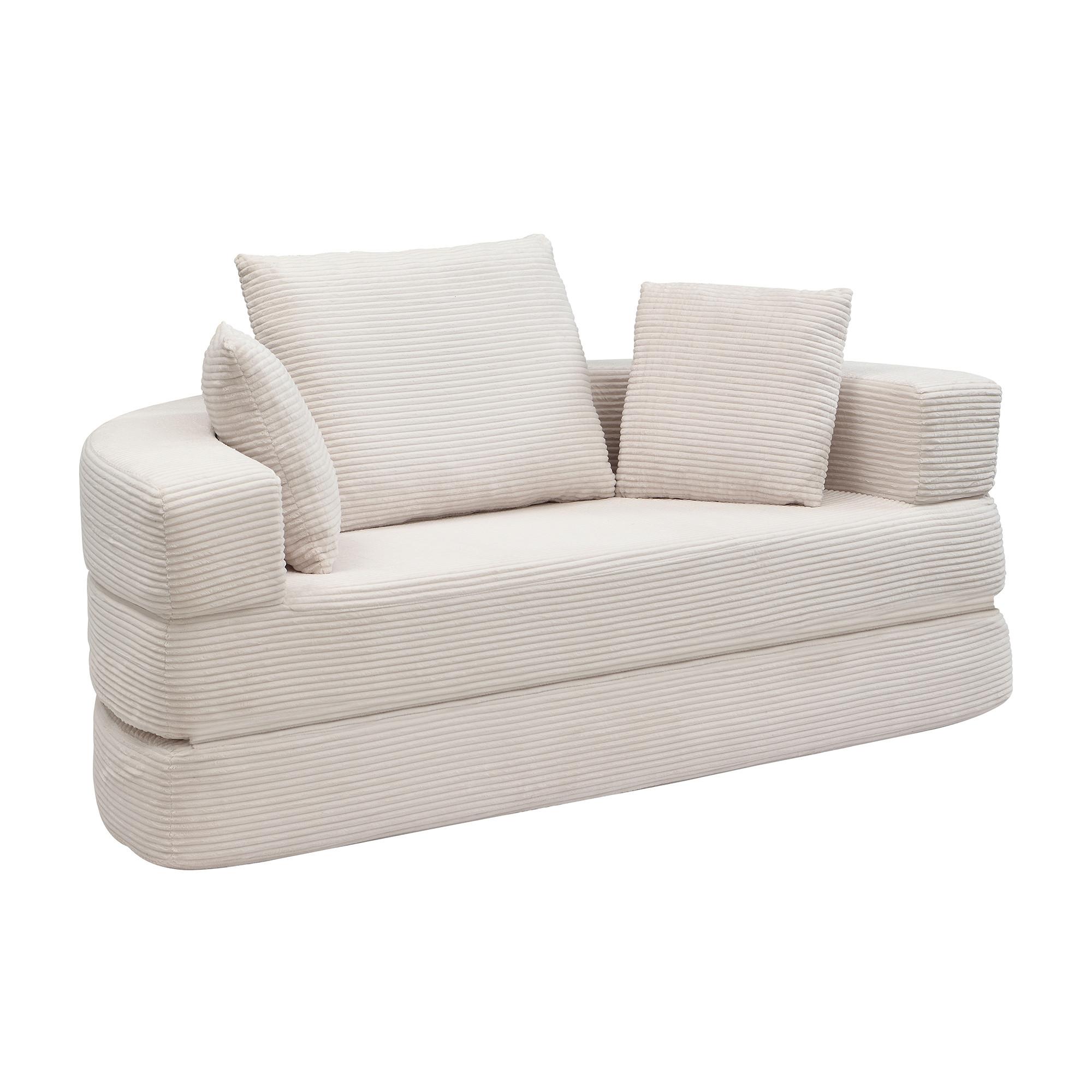 SOFABETT Klappbares Gästebett & Modulares Sofa aus weichem Cord-Stoff - Beige, Textil (173/40/176cm) - Urban Meuble