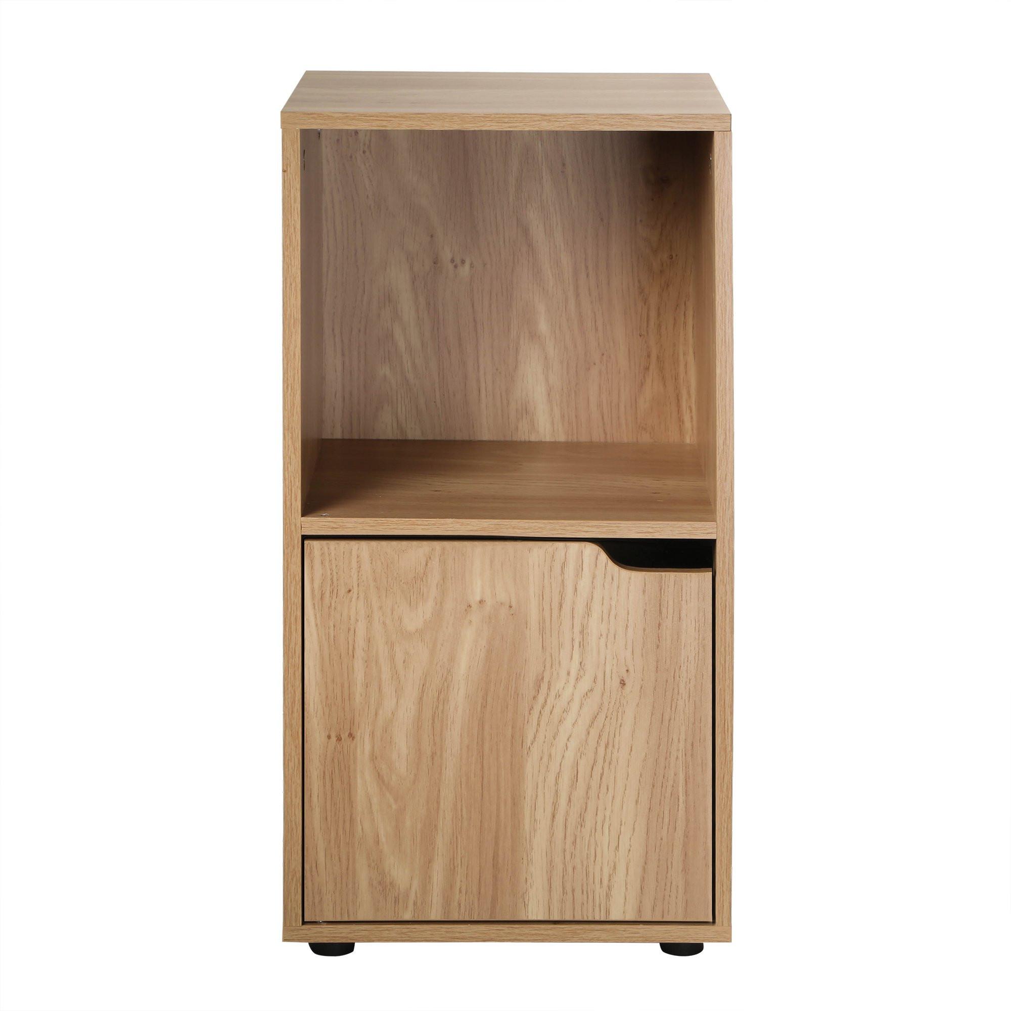 NACHTTISCH mit 2 Fächern im Holzdekor mit 1 Tür 30,7/29/61,6 cm - Eichefarben, Holzwerkstoff (29/61.6/30.7cm) - Calicosy