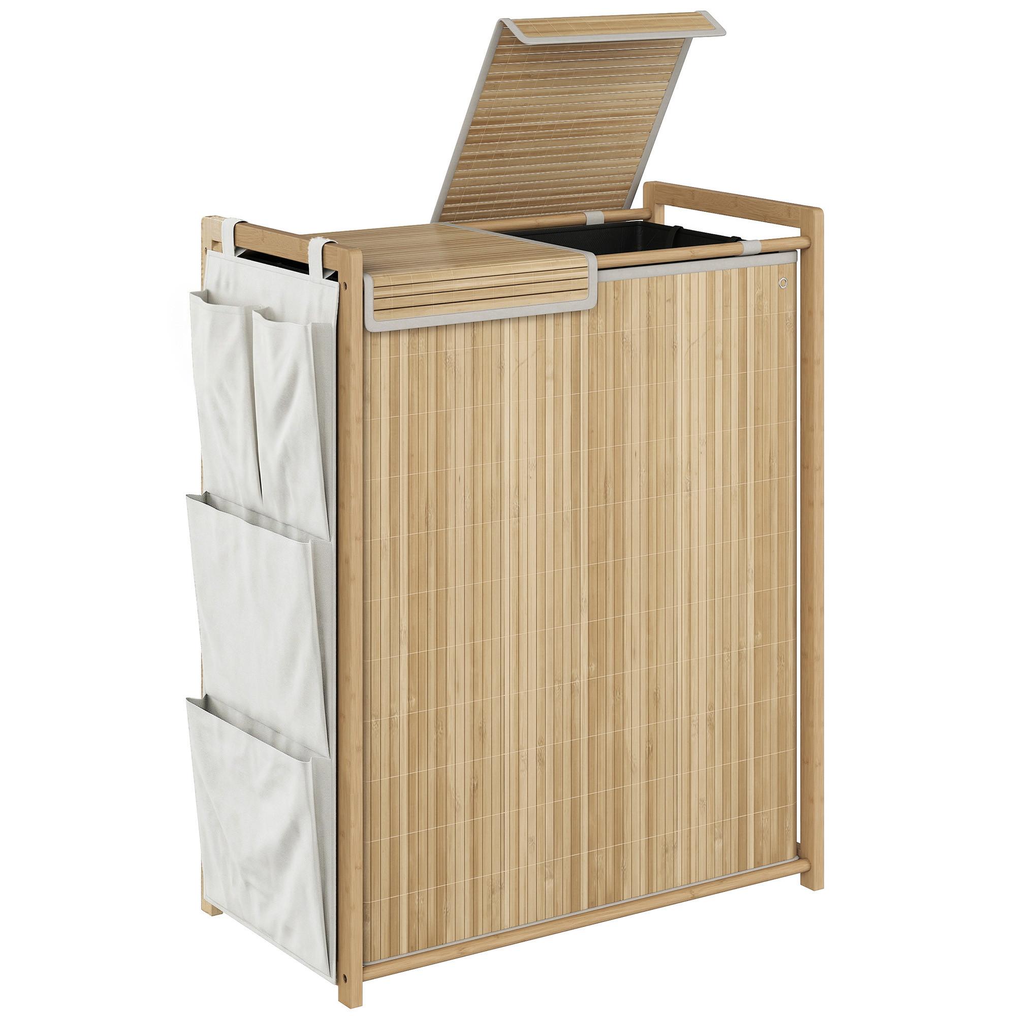 WÄSCHESAMMLER Bambus Naturholz - Naturfarben, Naturmaterialien (33/78/63cm) - HOMCOM