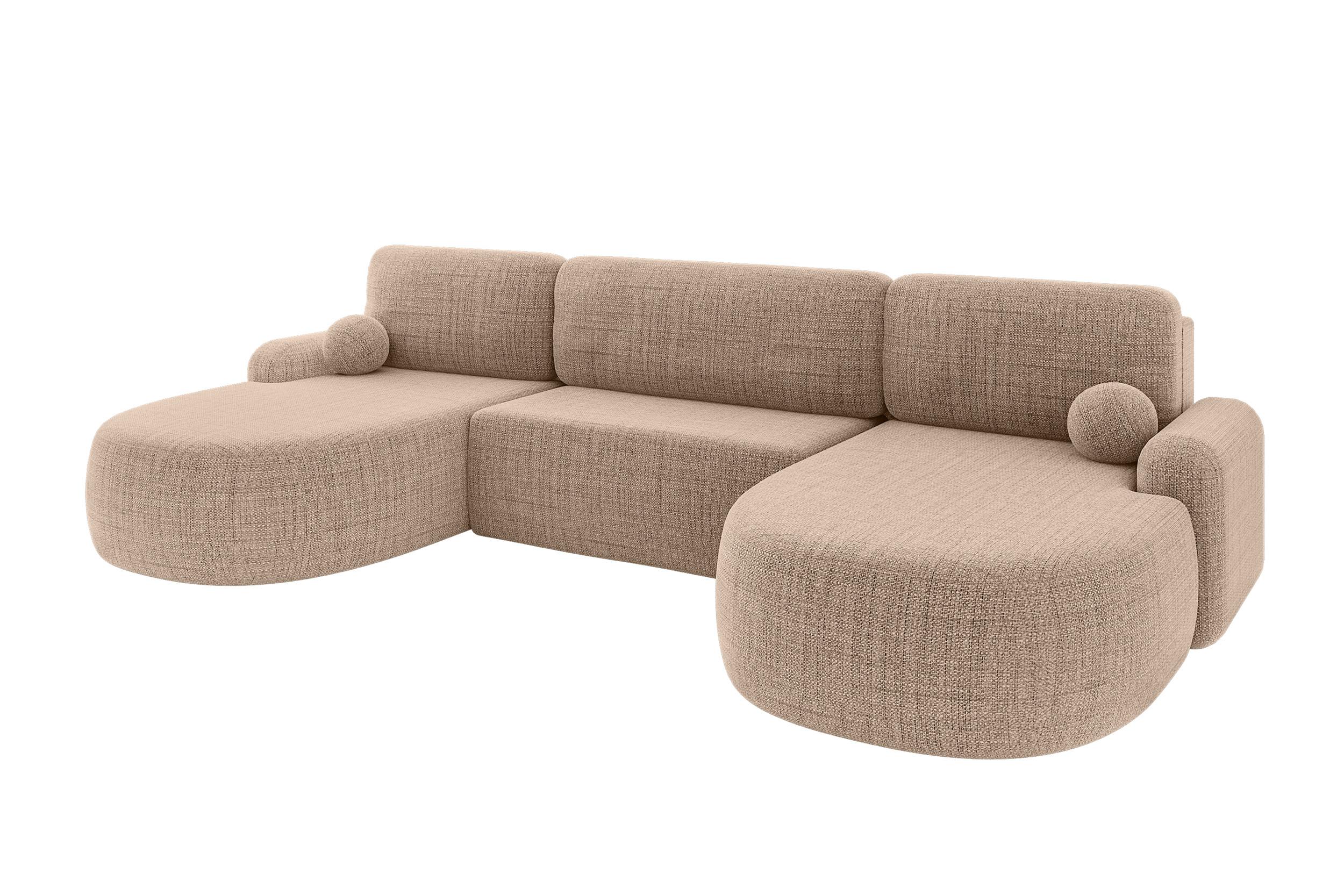 WOHNLANDSCHAFT mit Schlaffunktion und Bettkasten LIRA-U - 335x172x89 Dunkelbeige - Cappuccino, Holzwerkstoff/Textil (335/89/172cm) - ALTDECOR