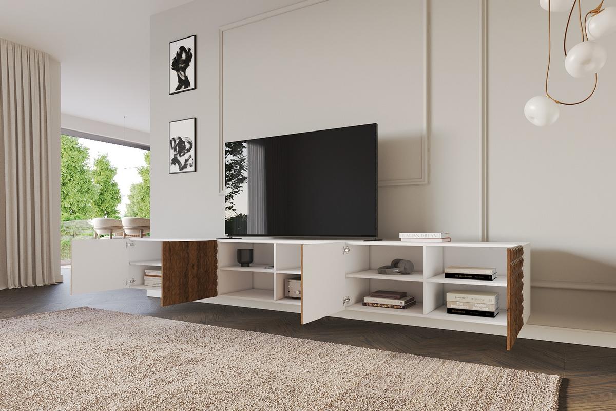 LOWBOARD VIRA-W 3x100x40x40 cm - Weiß / Katania - Eiche Wotan, Holzwerkstoff (300/40/40cm) - ALTDECOR