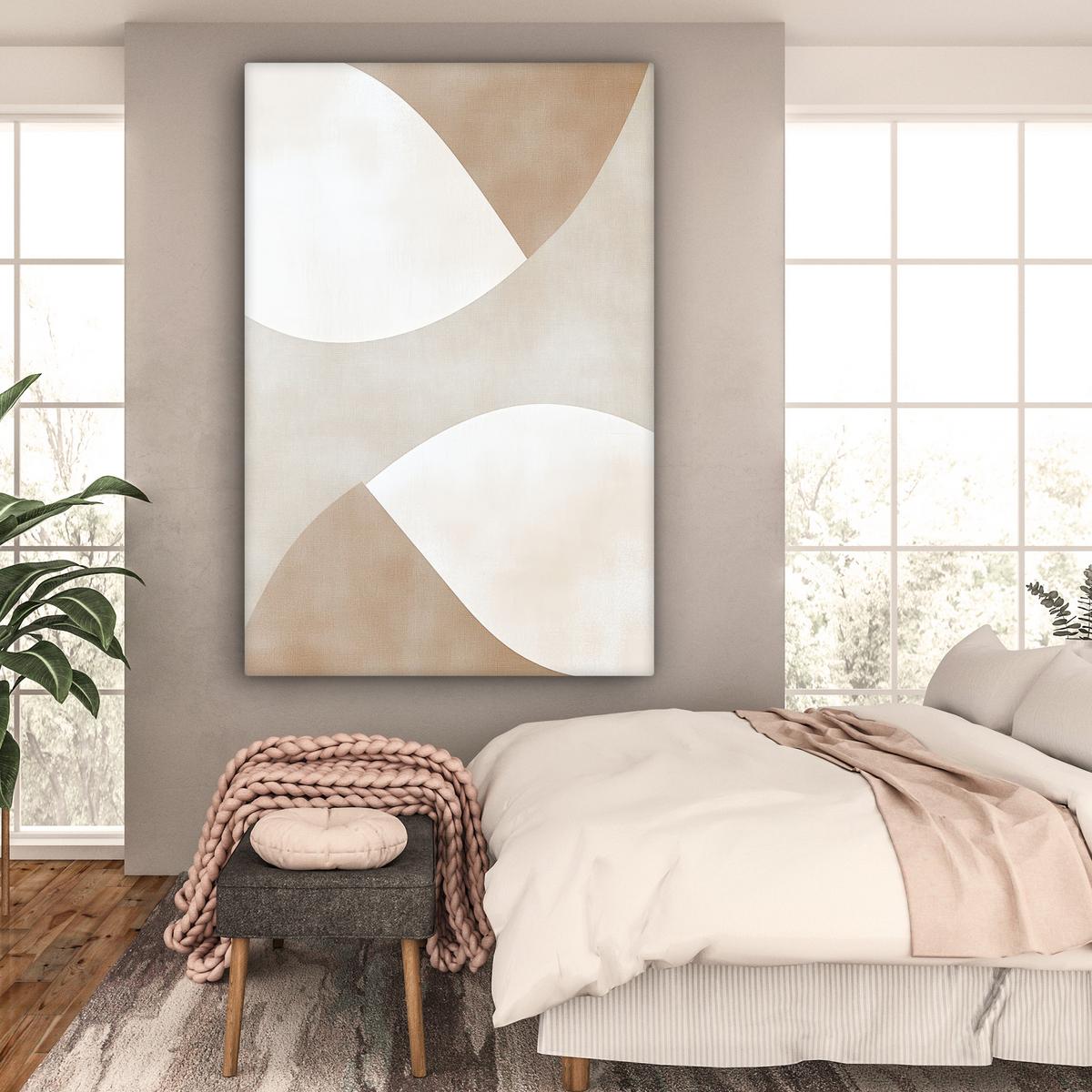 LEINWANDBILD Braun - Japandi - Abstrakt Deko Groß 90x140 cm - Sandfarben, Textil (90/140cm) - MuchoWow