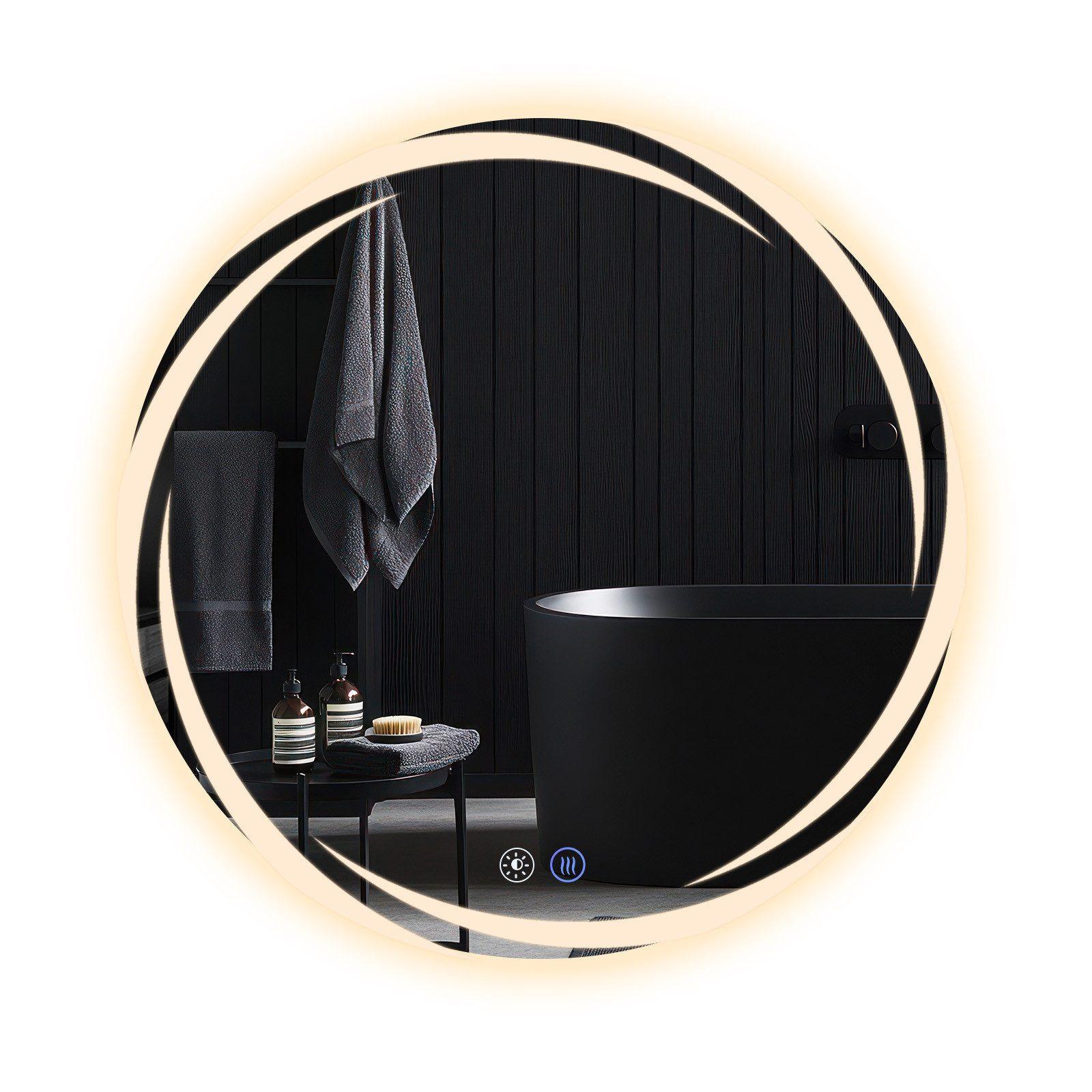 BADEZIMMERSPIEGEL Redick mit LED-Leuchte Ø80 cm - Weiß, Glas (80/2.4/80cm) - Nettlife