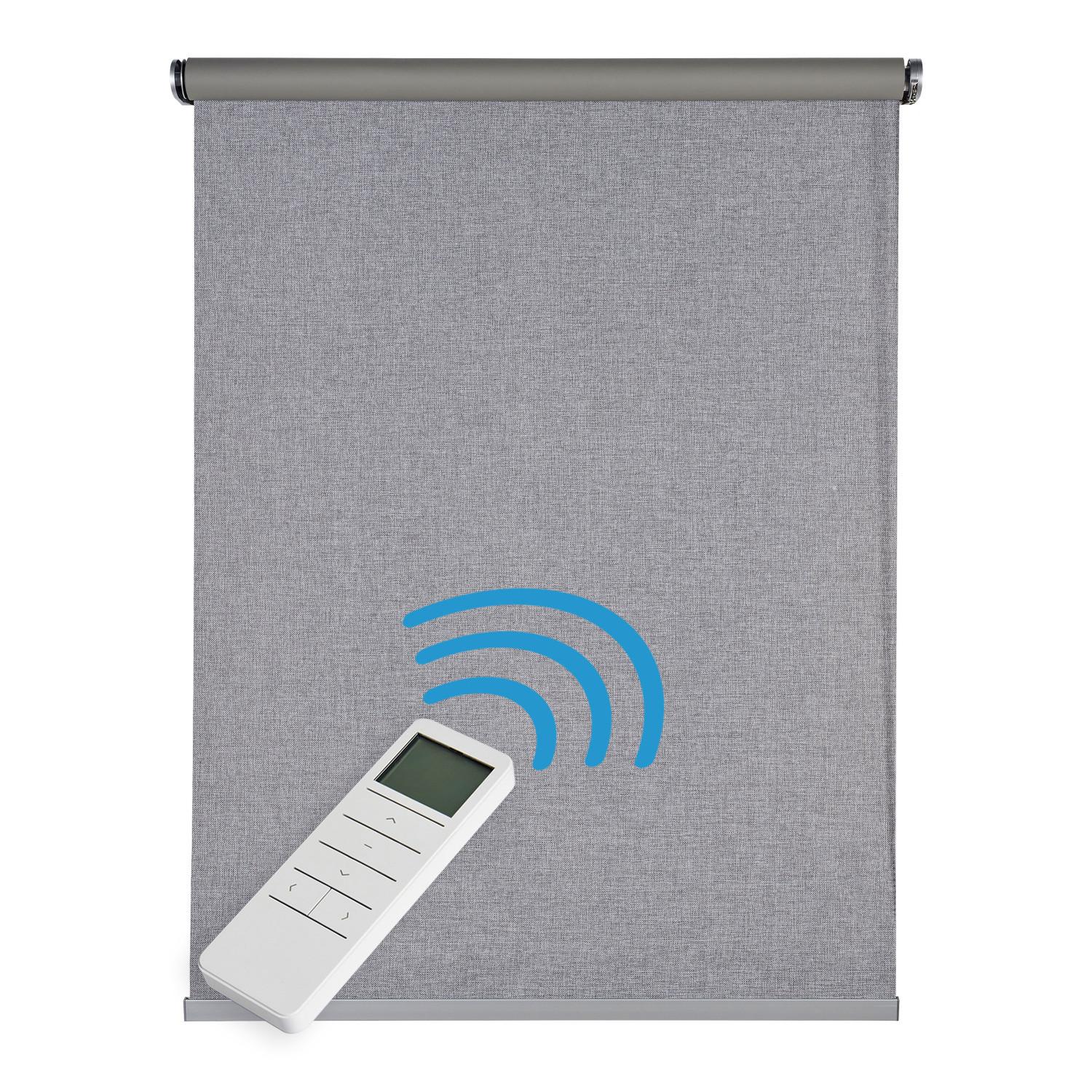 VERDUNKELUNGSROLLO motorisiert Silbergrau, 180 x 250 cm - Grau, Kunststoff (180/250cm) - STORESDECO