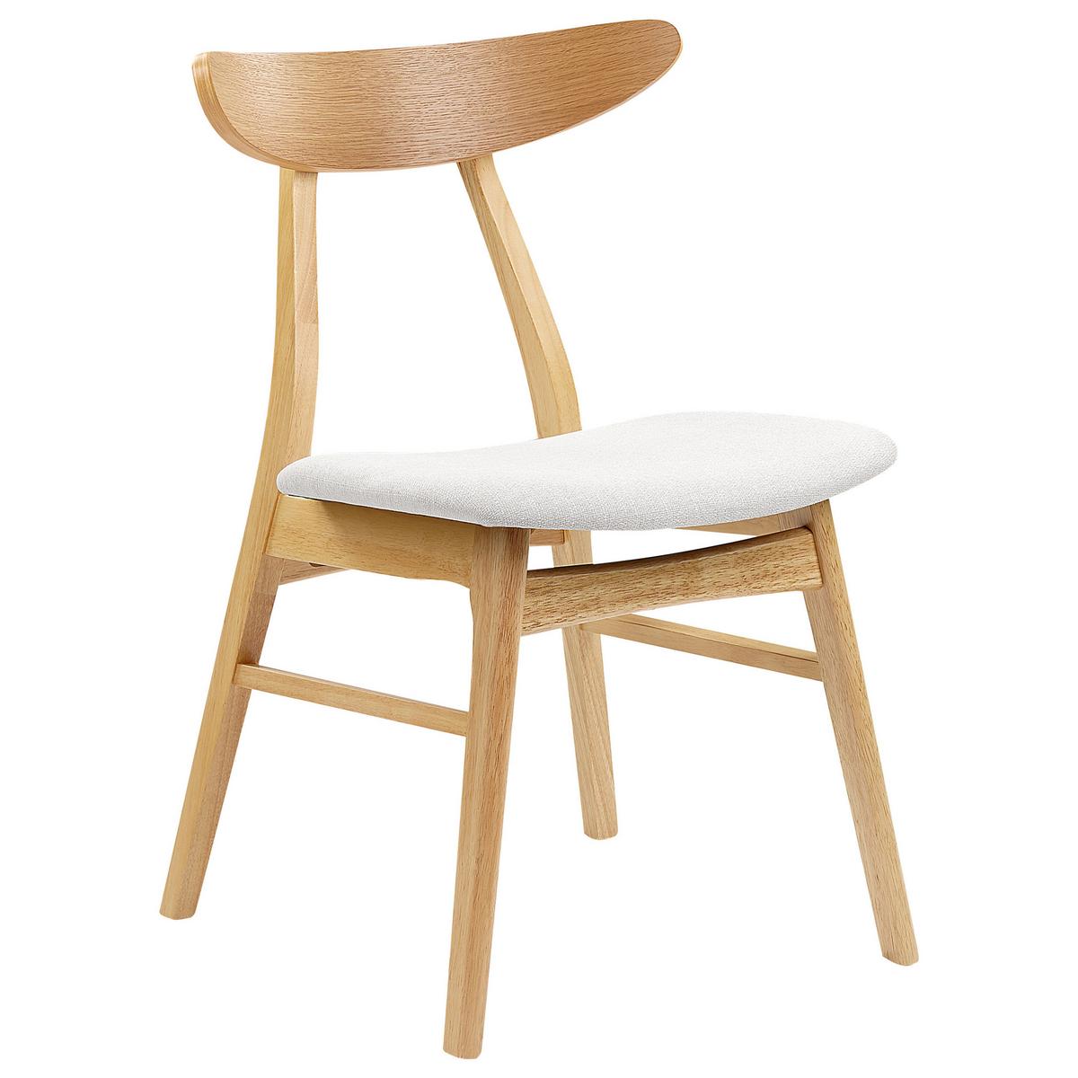 ESSZIMMERSTUHL 2er-Set Gummibaumholz Hellbraun/Hellgrau Holzfarbton Lynn - Hellbraun, Holz/Textil (49/78/47cm) - Beliani