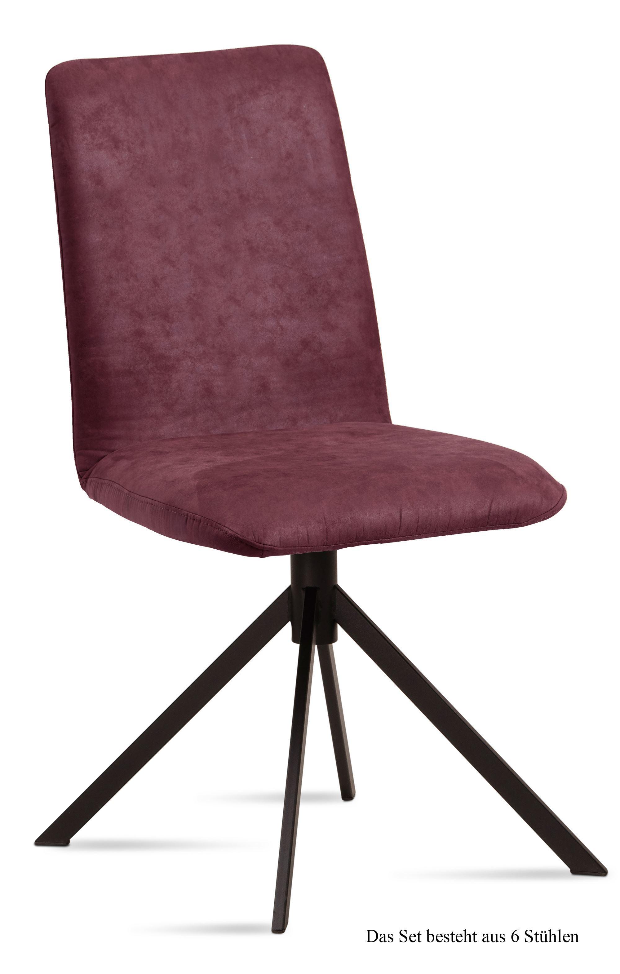ESSZIMMERSTUHL (6er-Set) Dredi 47x92x60 Schwarz/Marsala - Brombeere/Schwarz, Kunststoff (60/92/47cm) - 58aufmkessel