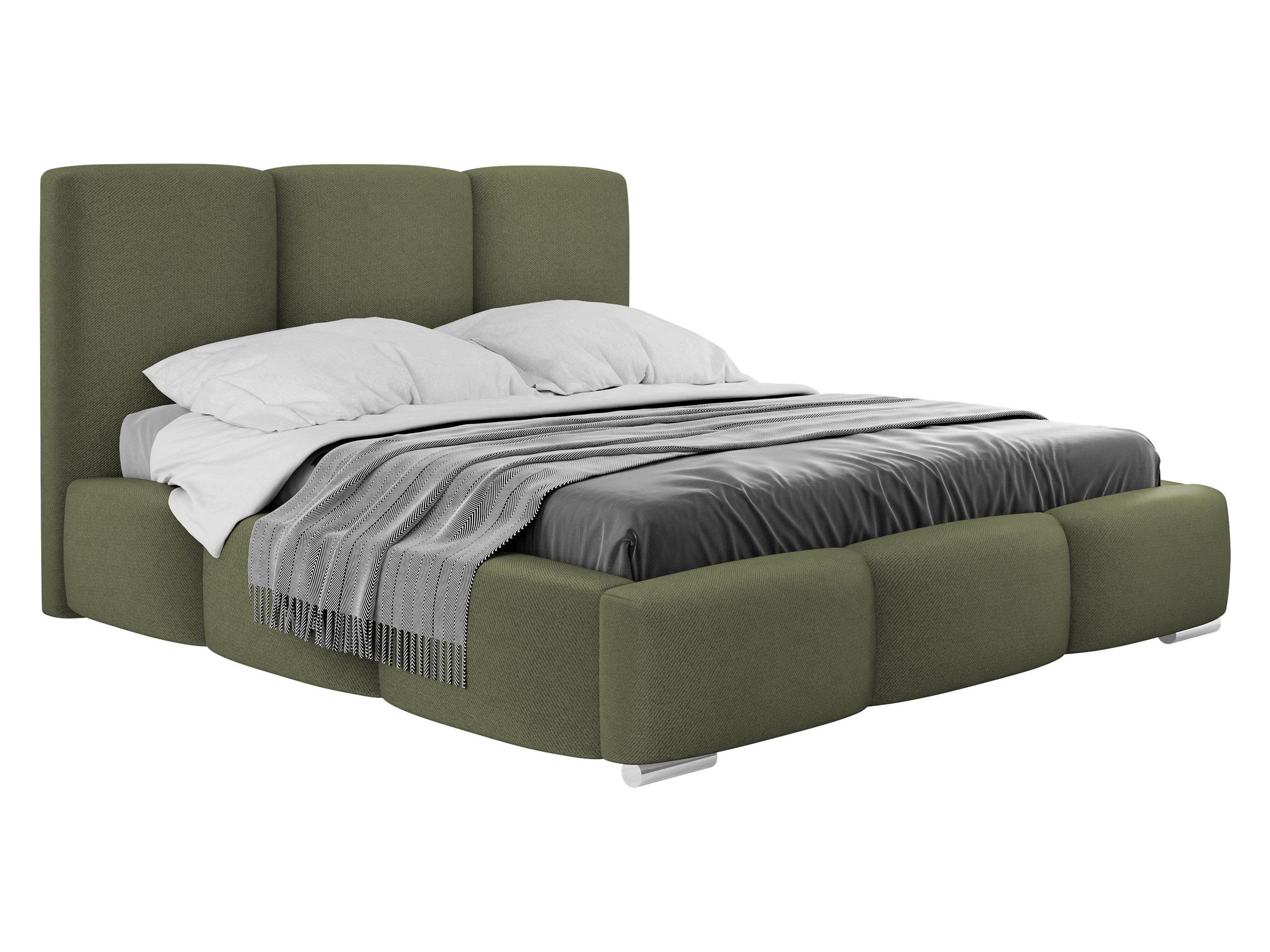 POLSTERBETT Olweria - Chromfarben/Dunkelgrün, Holz/Textil (140/200cm) - MIRJAN24