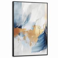 LEINWAND Bilder mit Rahmen - Gold - Blau - Aquarell - Kunst - Modern - 80x120 - Hellblau, Textil (80/120cm) - MuchoWow