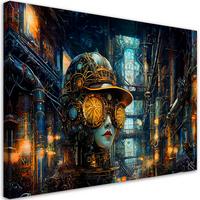 LEINWANDBILD Weibliche Abstraktion Steampunk 90x60cm - Goldfarben, Textil (90/60cm) - Feeby