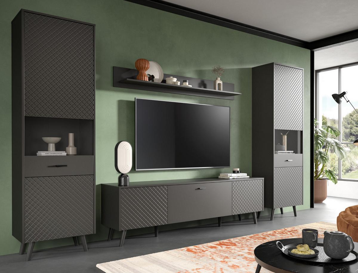 WANDBOARD grau matt, Wandregal 160 cm - Grau, Holzwerkstoff/Metall (160/20/20cm) - Inn.Furn