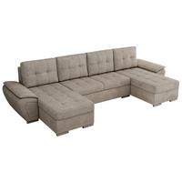 WOHNLANDSCHAFT UMBRIA U Beige Stukture - Beige/Grau, Textil/Metall (336/85/157cm) - MKS