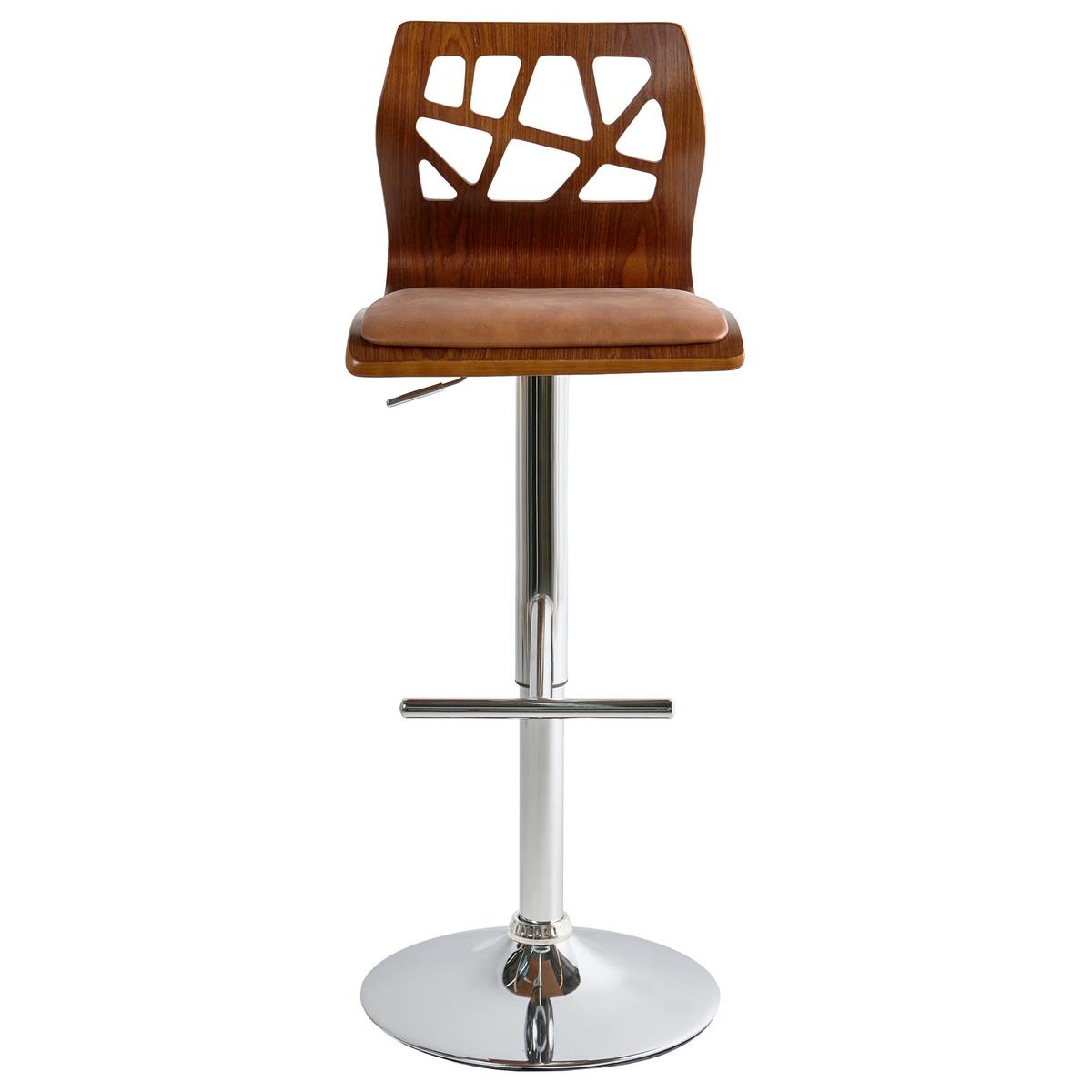 BARSTUHL 2er-Set Kunstleder Braun/Silber Petersburg - Dunkelbraun, Holzwerkstoff (42/95/42cm) - Beliani