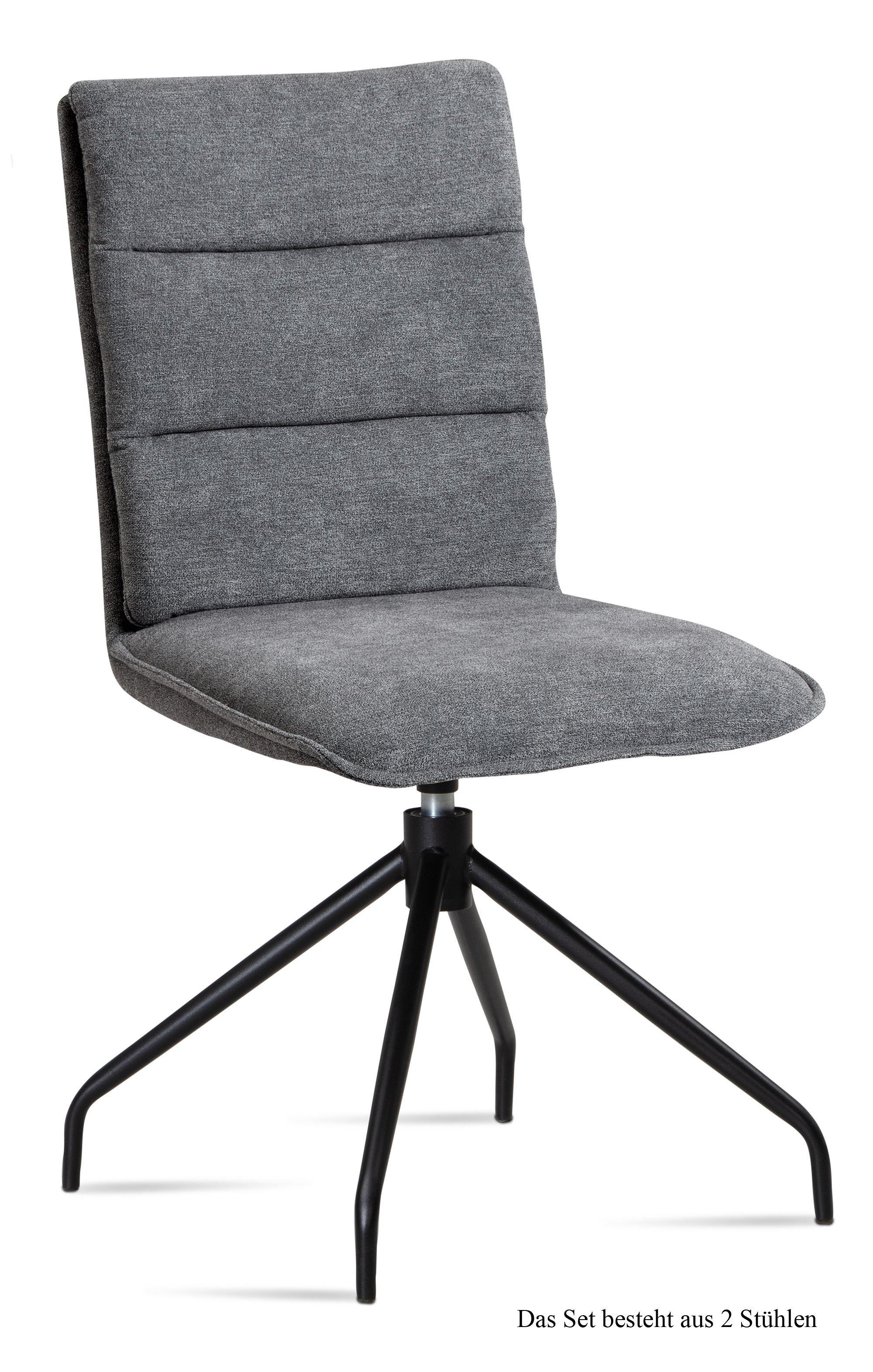 ESSZIMMERSTUHL drehbar (2er-Set) Donata 47x92x60 Schwarz/Grau - Schwarz/Grau, Kunststoff (60/92/47cm) - 58aufmkessel