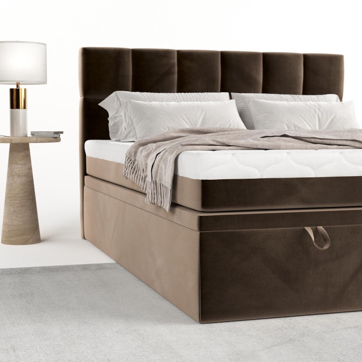 BOXBETT Elano 160/200 cm Braun im Paros Stoff - Schwarz/Braun, Holz/Holzwerkstoff (160/200cm) - AltaBeds