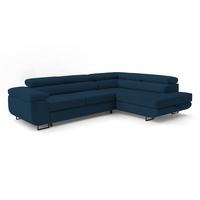 ECKSOFA Velmo mit Bettkasten und Schlaffunktion, verstellbaren Kopfstützen, in L-Form - Blau, Textil (275/203cm)