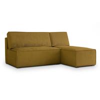 ECKSOFA BRISO M Gelb Velours-Stoff mit Schlaffunktion - Gelb/Grau, Holz/Kunststoff (200/140cm) - MASSENO