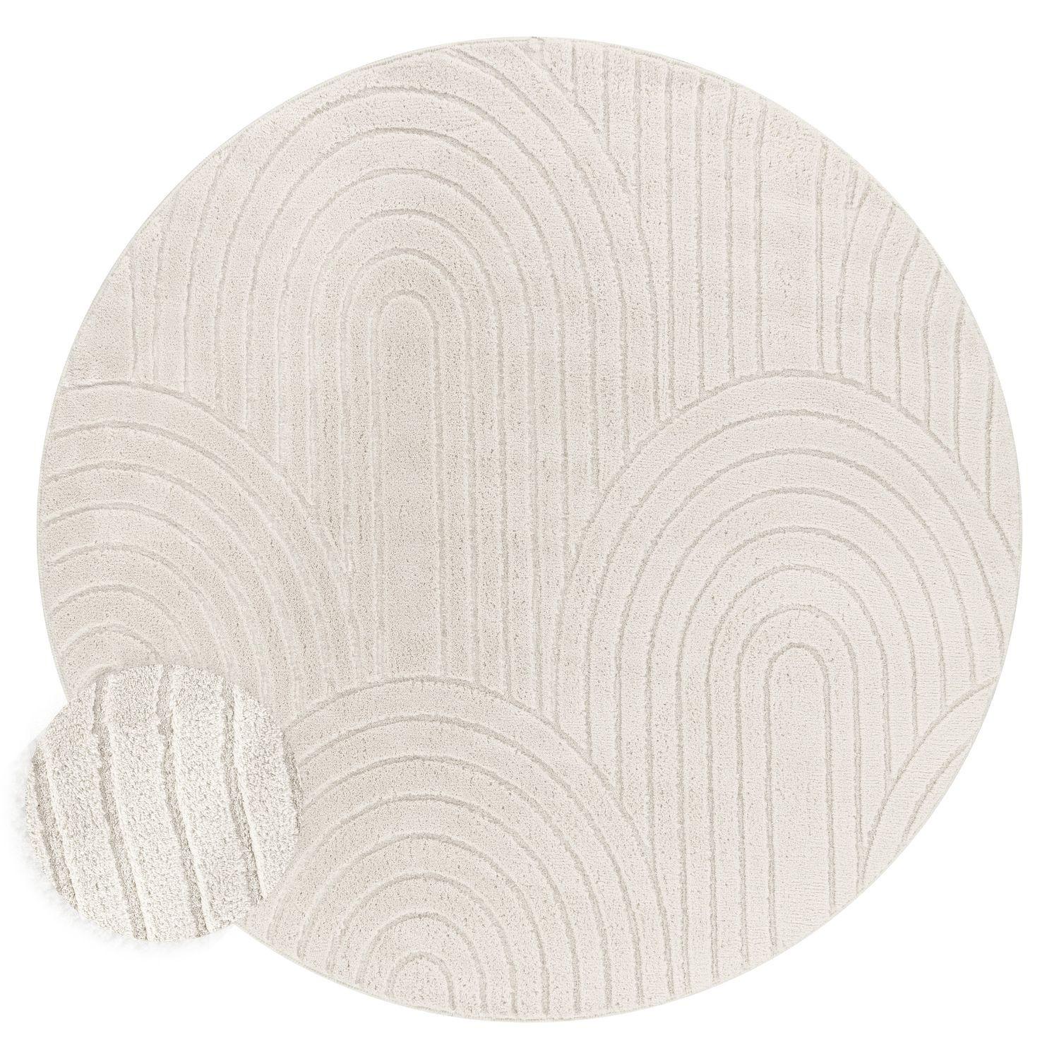 HOCHFLORTEPPICH Creme Ø 160 cm - Creme, Kunststoff (160/160cm) - TT Home