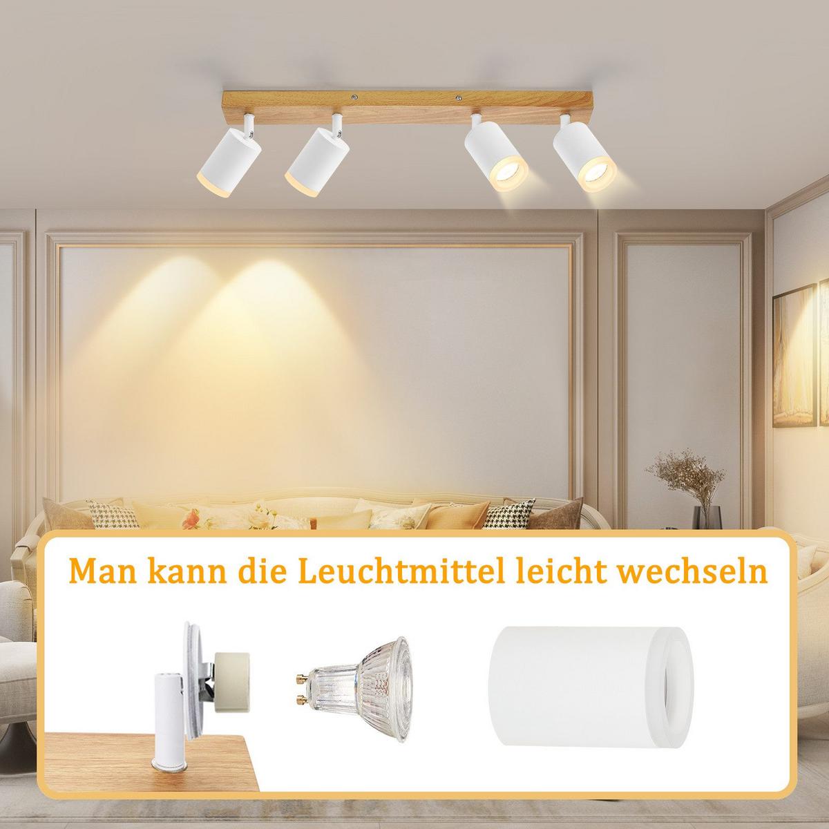 DECKENSTRAHLER Barsinghausen 4-flammig 54/6/15 cm - Weiß, Metall (54/6/15cm) - Nettlife