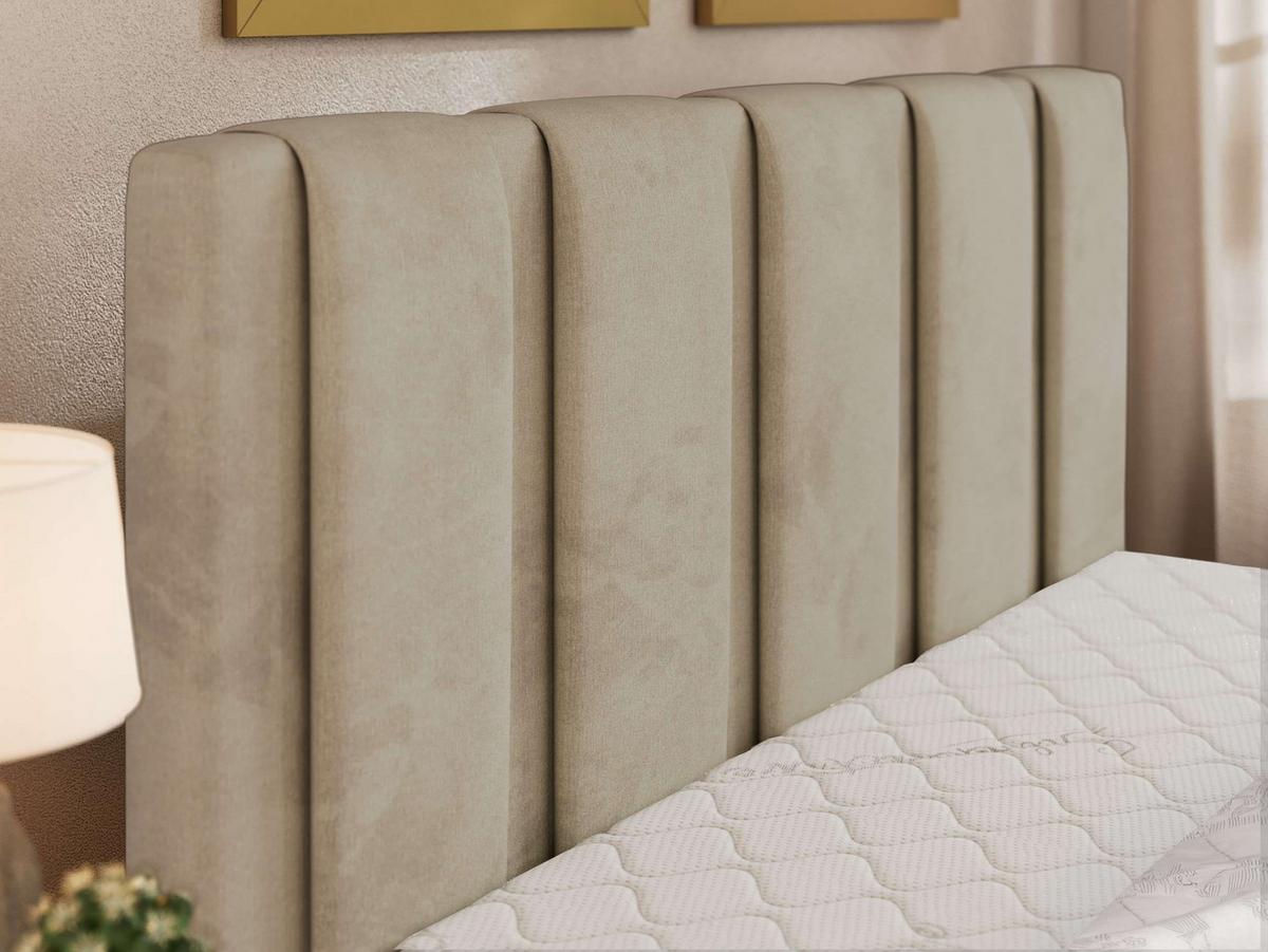 POLSTERBETT SAVINO CLASSIC 140/200 - Beige Velvet - Pocket-Matratze - Beige/Schwarz, Kunststoff/Textil (140/200cm) - MKS