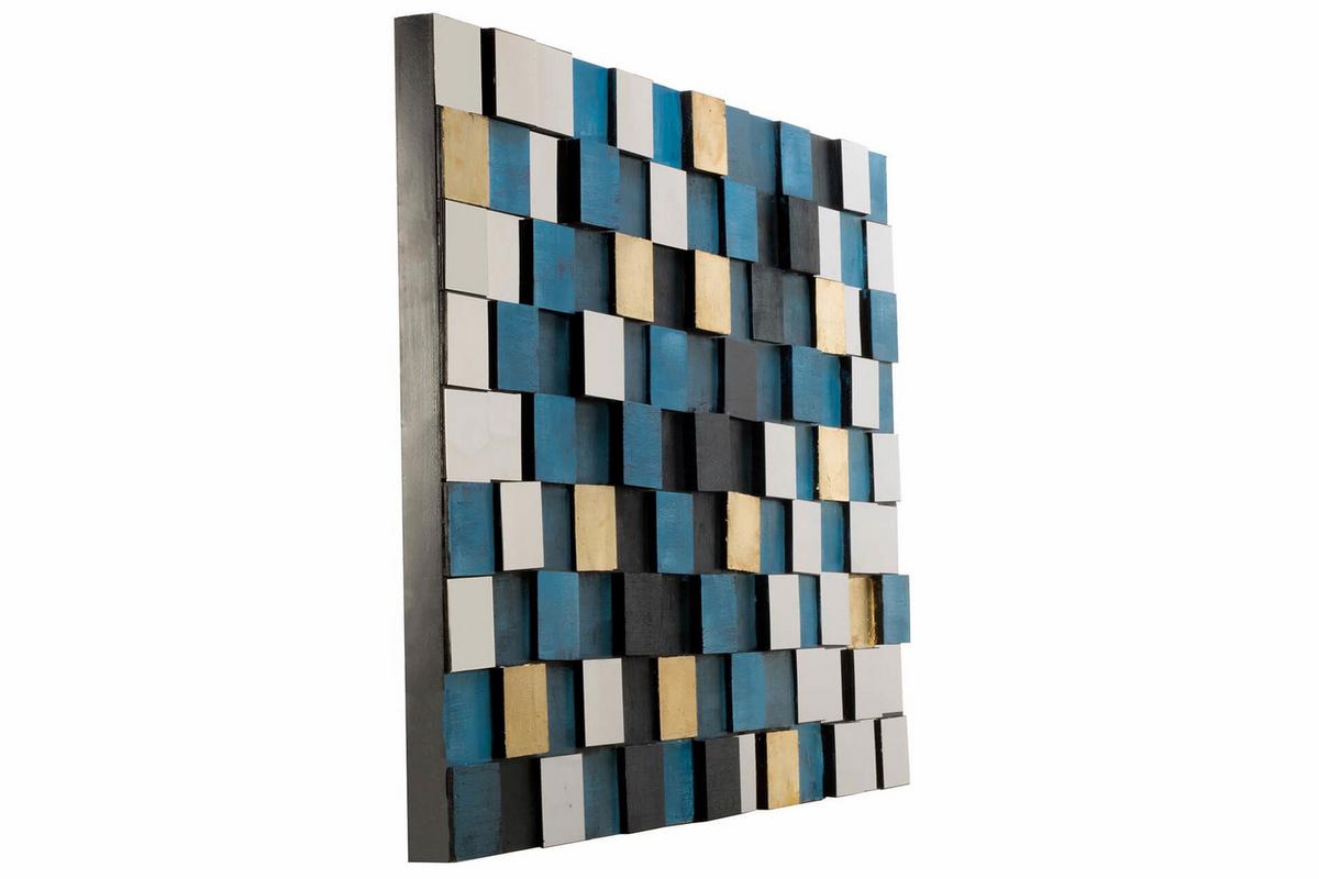 HOLZBILD Blau 100/70 cm - Blau, Holz/Kunststoff (9/70cm) - KUNSTLOFT