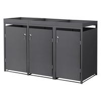 MÜLLTONNENBOX 3er mit Pflanzdach Anthrazit - Anthrazit, Metall (200/124/80cm) - ML-DESIGN