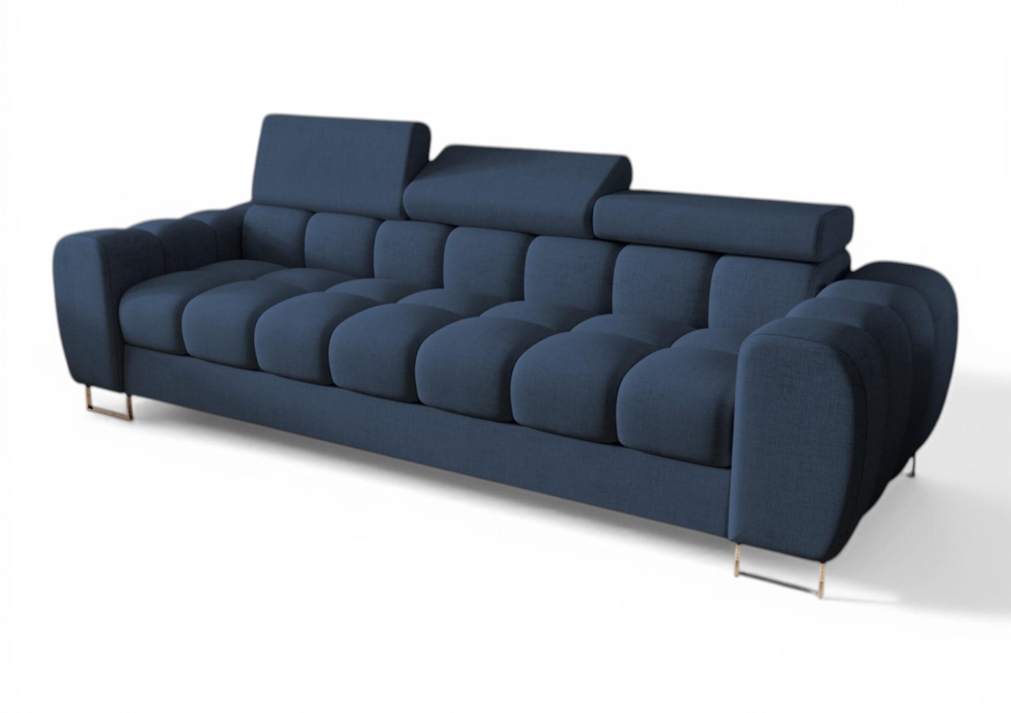 SOFA 3-sitzer Bastien In Stoff Terra - Dunkelblau, Holzwerkstoff/Textil (265/95/97cm) - Fun Möbel