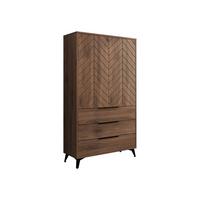 KLEIDERSCHRANK Xylix Bis 2D3SZ - Nussbaumfarben/Schwarz, Holzwerkstoff/Metall (104/180/40cm) - MIRJAN24