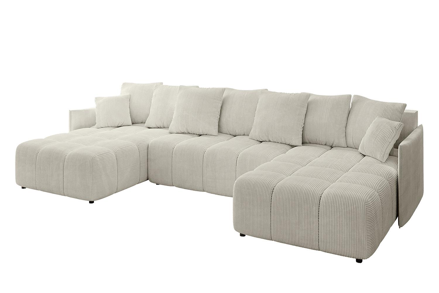 WOHNLANDSCHAFT LONLI-U 355x189x68 Creme Cord - Ecru/Creme, Holzwerkstoff/Kunststoff (355/68/189cm) - ALTDECOR